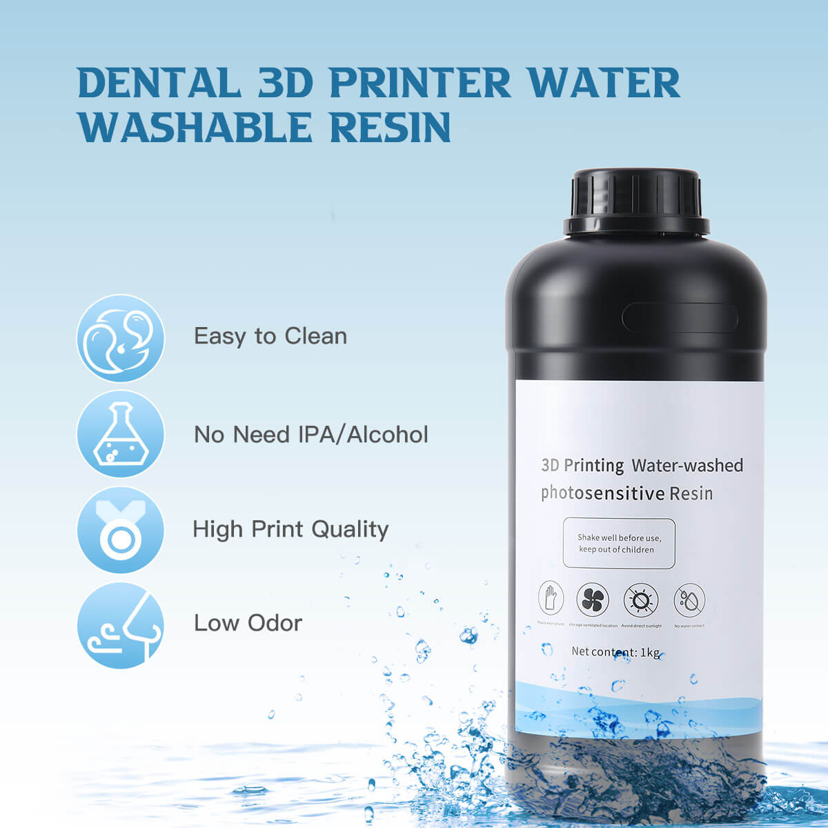3D Printer Water Washable Resin Materials Transparent White 1 kg/Bottle - pairaydental.com