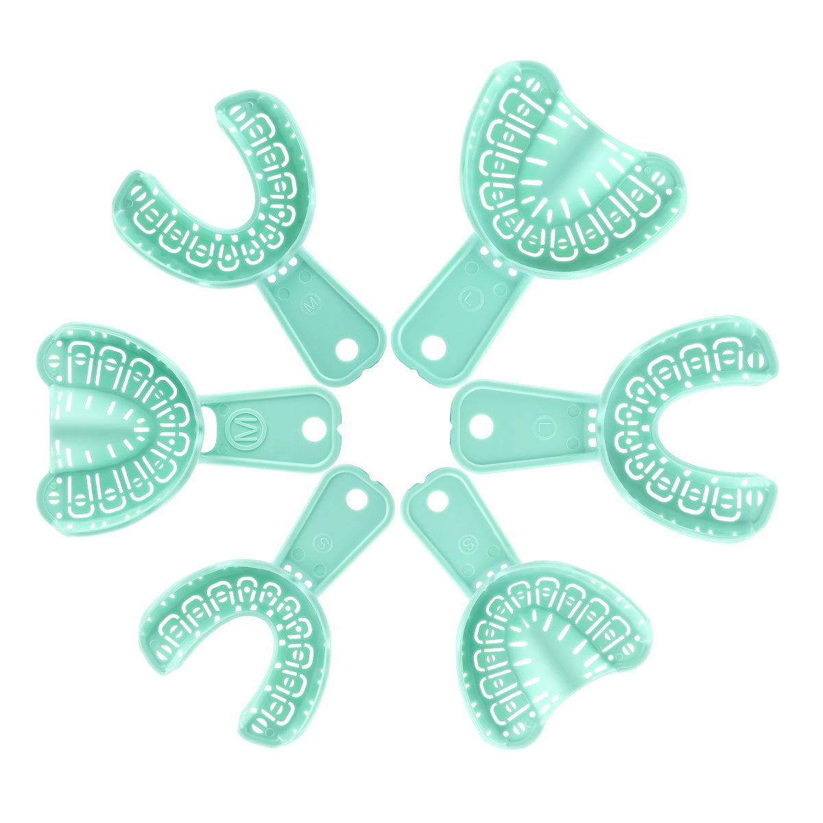 6pcs Dental Impression Trays Full Mouth For Teeth Mold Tray S/M/L Green Color - pairaydental.com