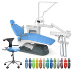 Dental Chair Unit Computer Controlled with Stool Sky Blue Hard Leather