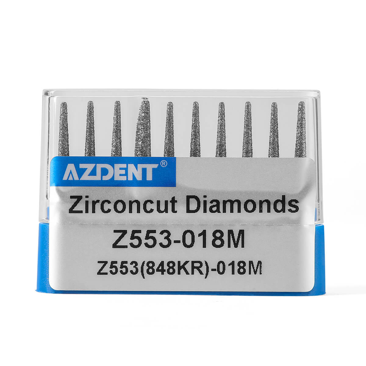 Dental Diamond Burs Cutting Zirconia Ceramic Z553-018M (848KR-018M) Flat End Taper 10pcs/Box - pairaydental.com