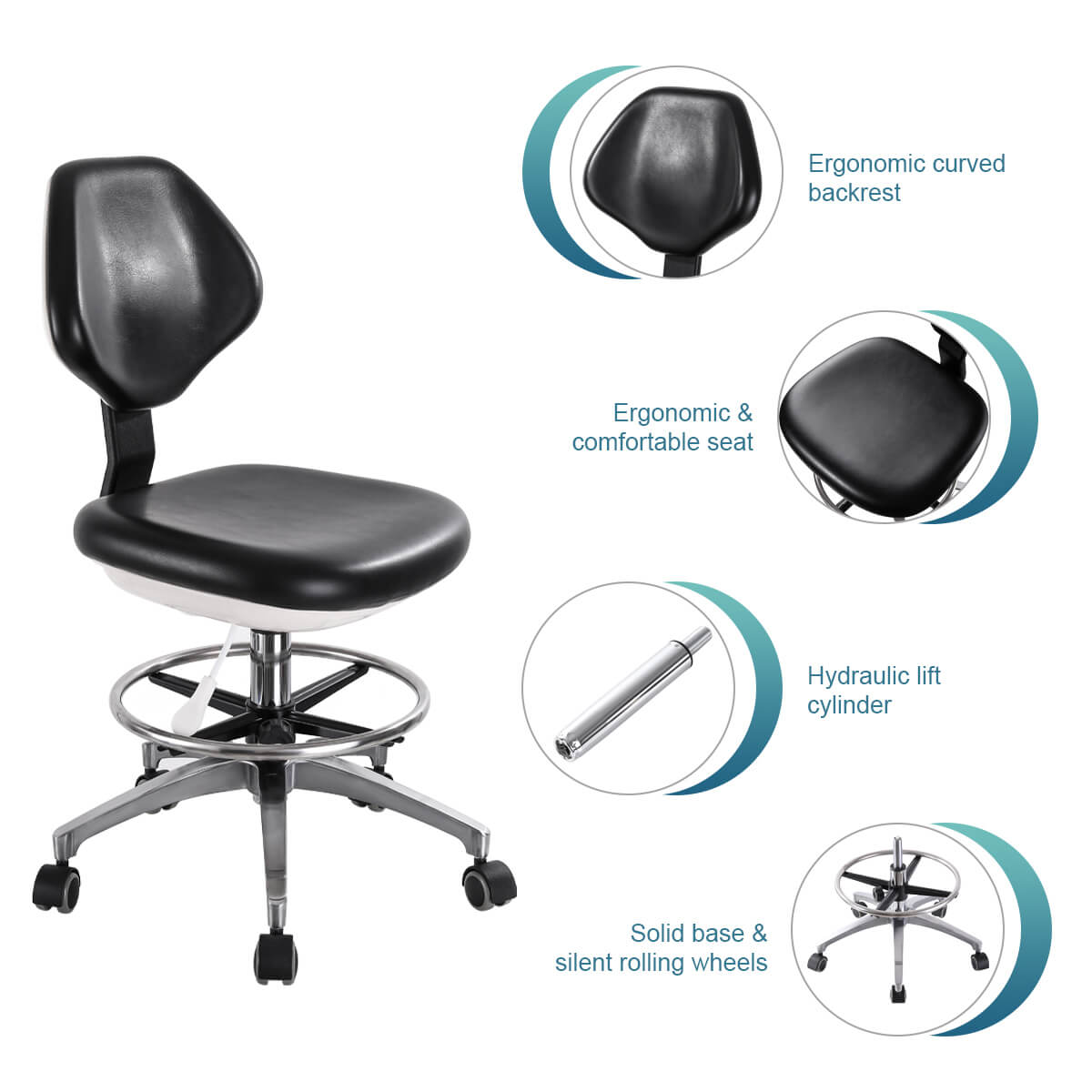 Dental Doctor Chair With Adjustable Seat And Backrest 360-Degree Rotated - pairaydental.com