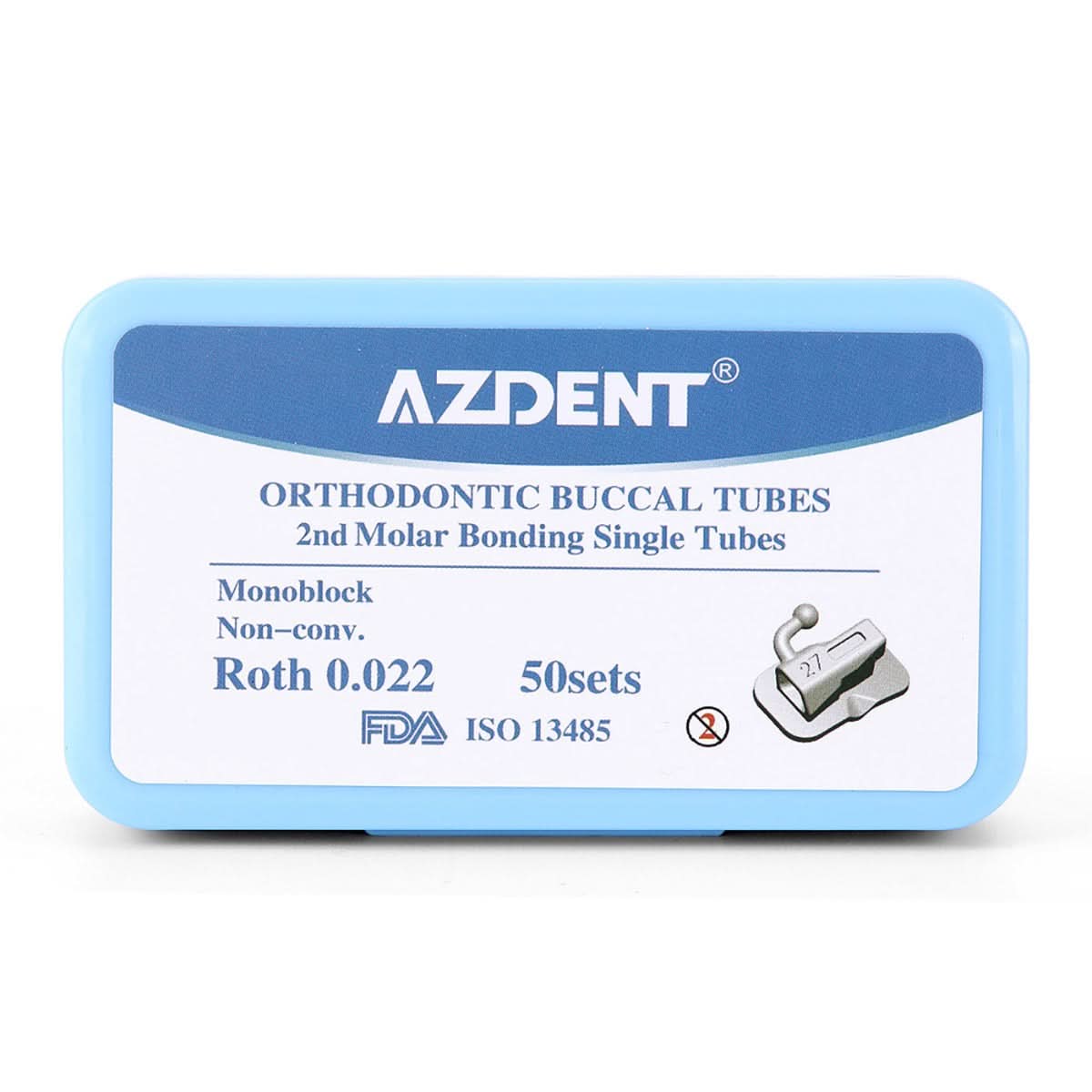 Buccal Tube 2nd Molar Bondable Monoblock Non-Convertible Roth 0.022 Laser Mark 50Sets/Box - pairaydental.com