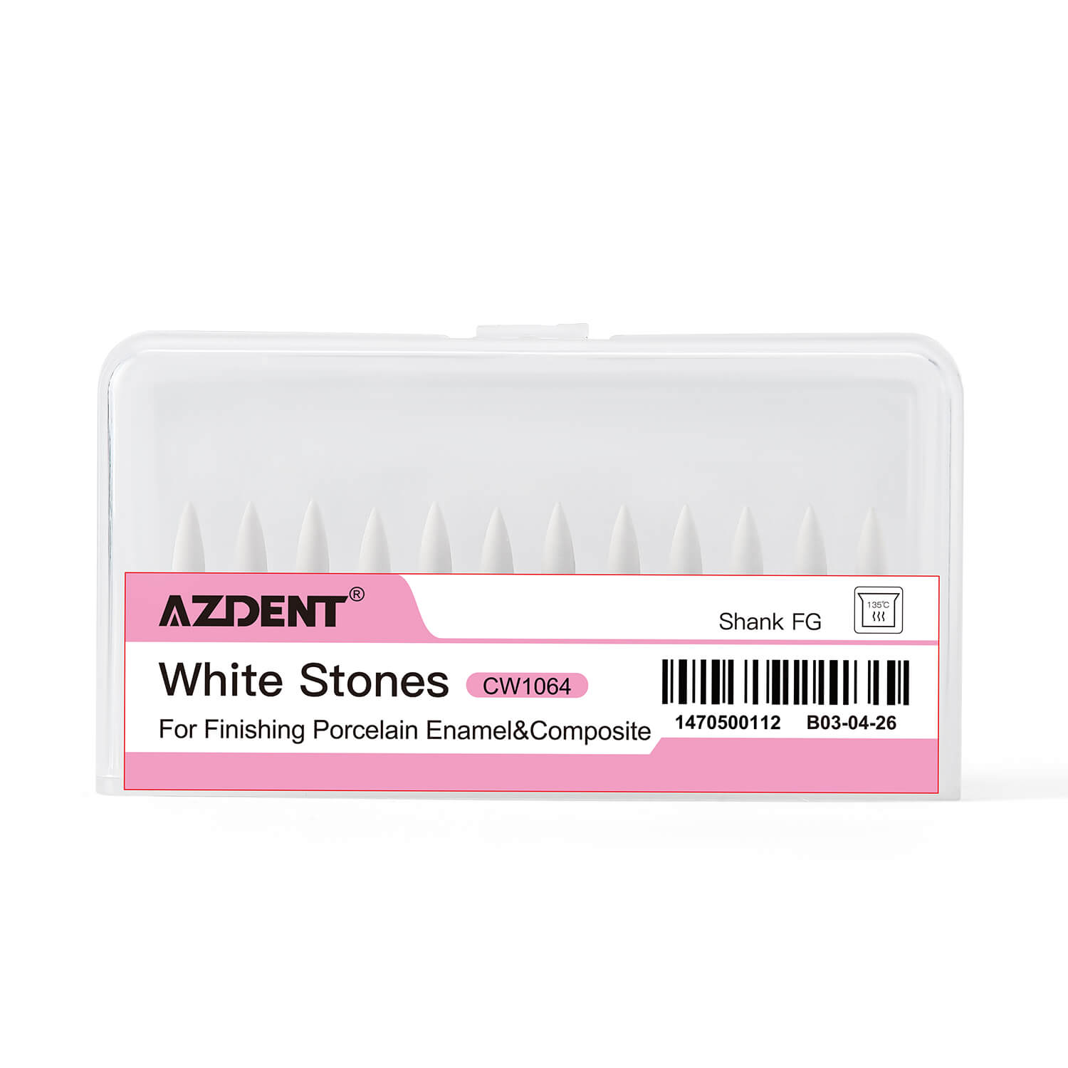 Dental White Stone Polishing FG Burs Flame Shape 12pcs/Box - pairaydental.com