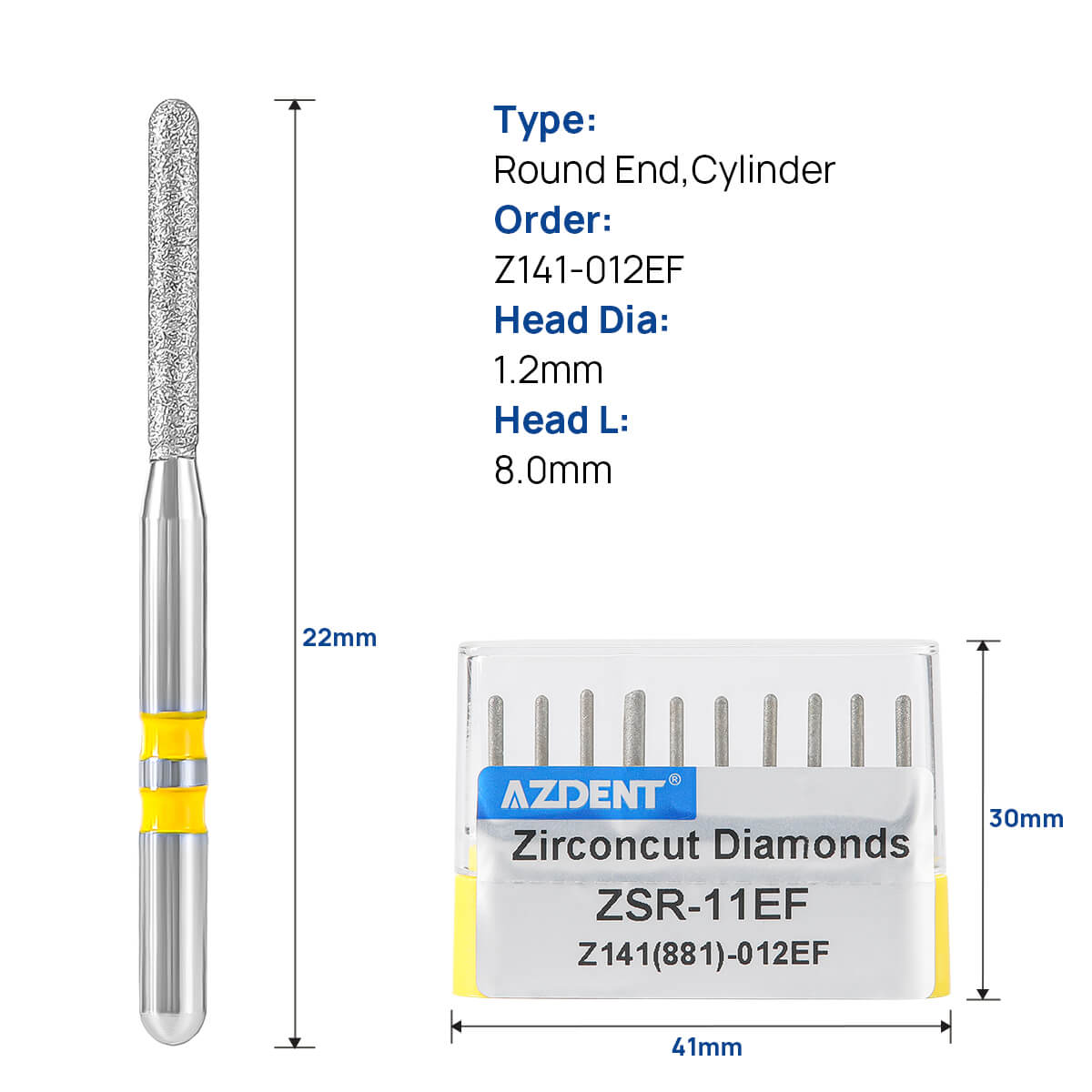 Dental Diamond Burs ZSR-11EF (881-012EF) for Ceramics/Composite Polishing & Finishing 10pcs/Box - pairaydental.com