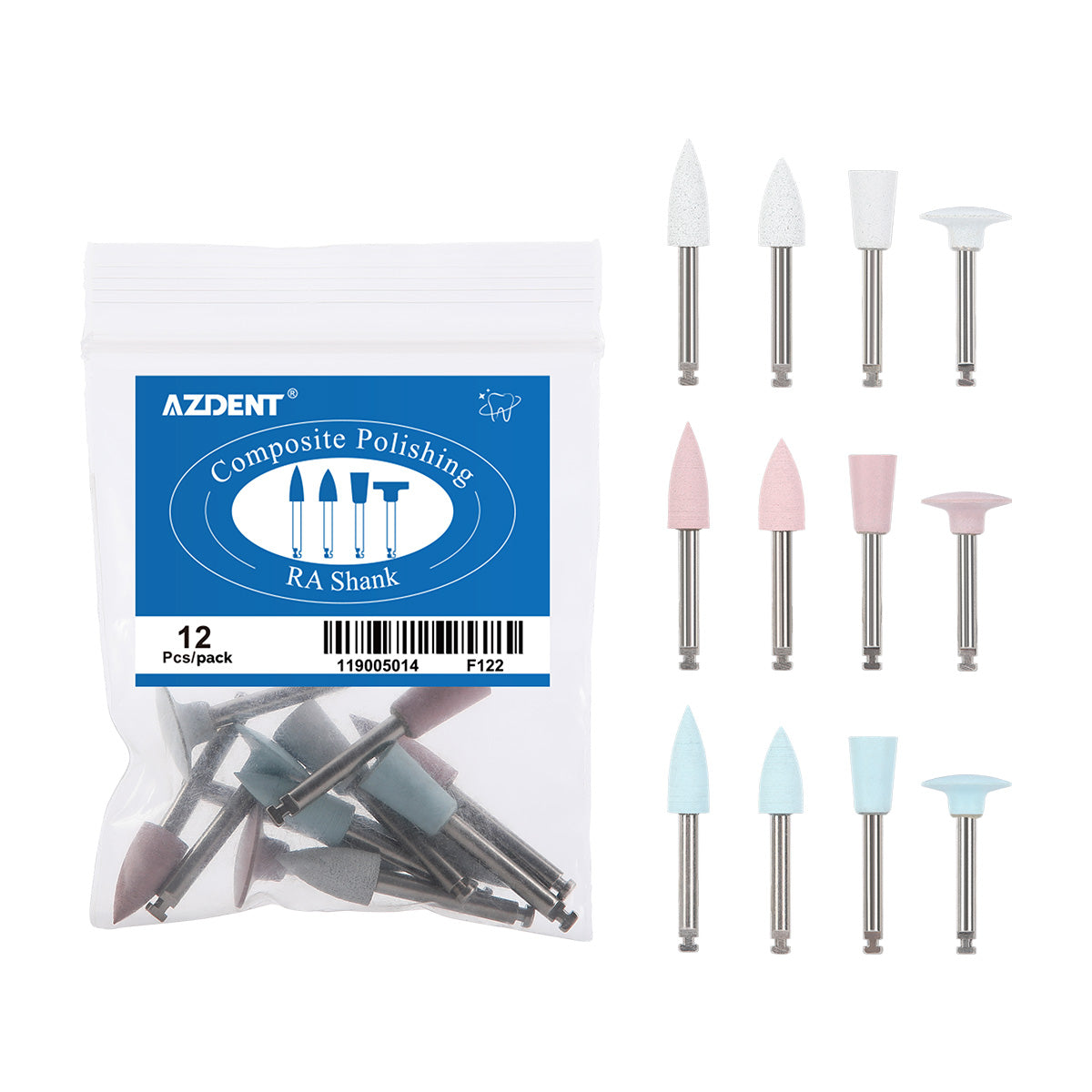Dental Silicone Polishing For Composite /Natural Teeth/ Porcelain 12Pcs/pack - pairaydental.com