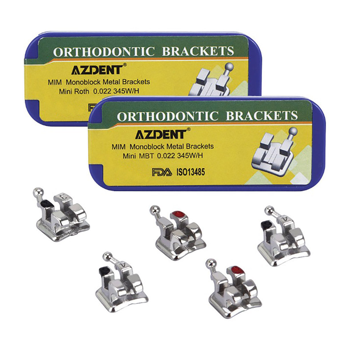 Orthodontics Metal Brackets MIM Monoblock Mini Roth/MBT 0.022 345 Hooks 20pcs/Box - pairaydental.com 