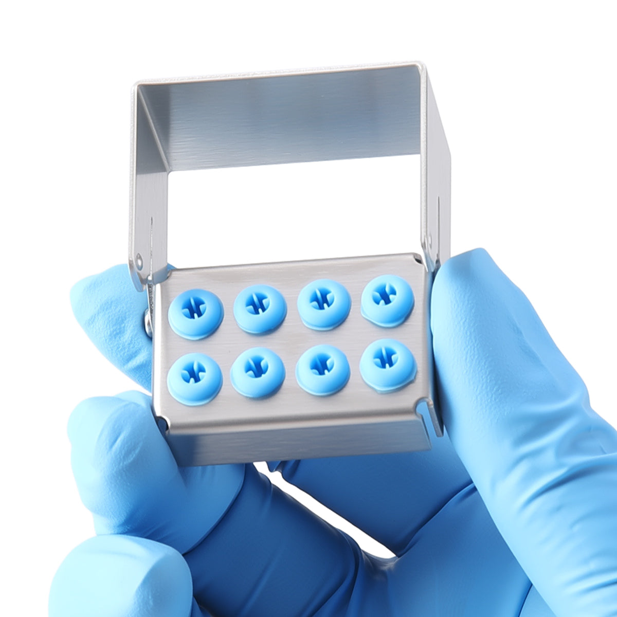Dental Burs Holder Block Stainless Steel Disinfection Box 8 Holes
