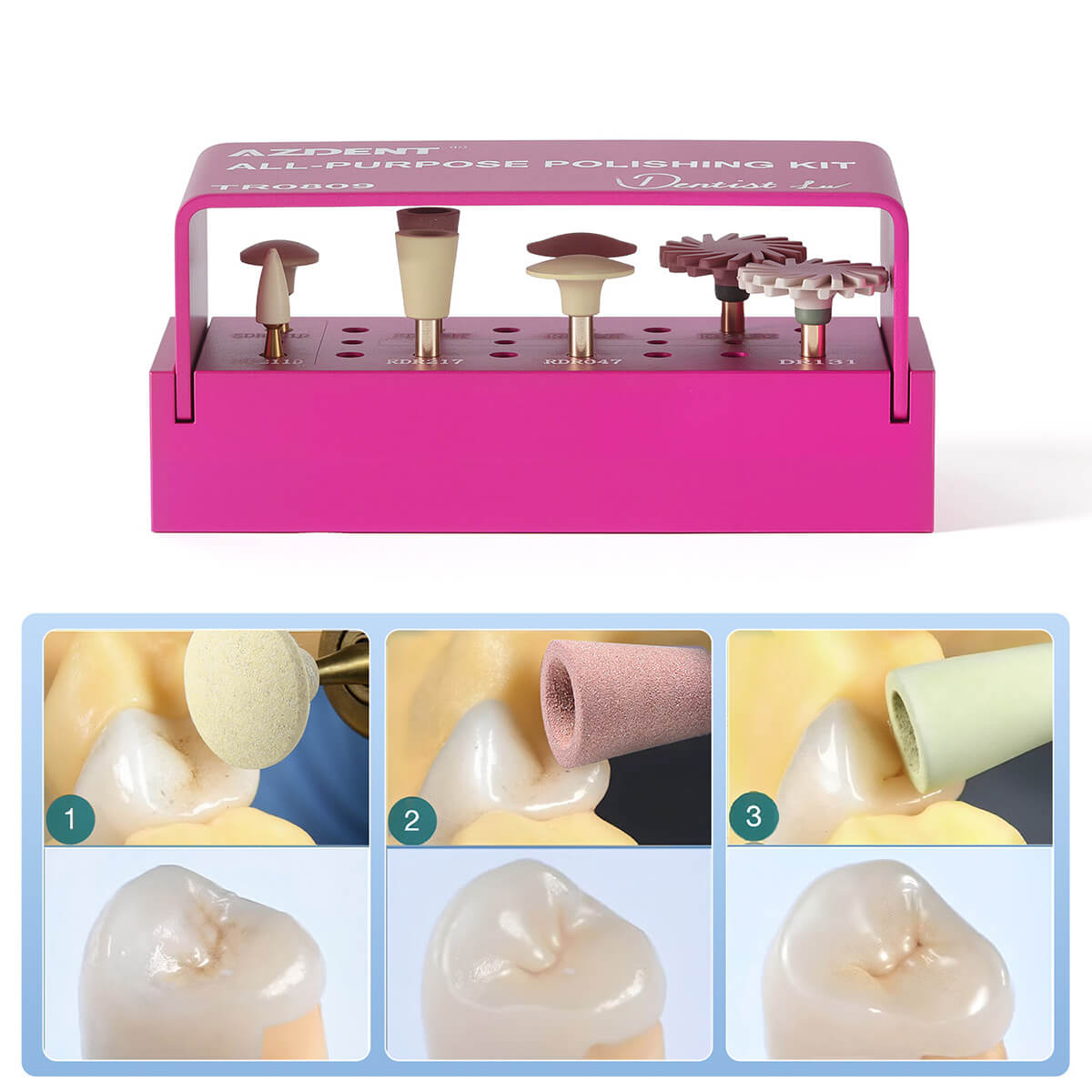 Dental Zirconia Composite Polishing Kit All‑purpose Bur Set RA 2.35mm 8pcs/Kit - pairaydental.com