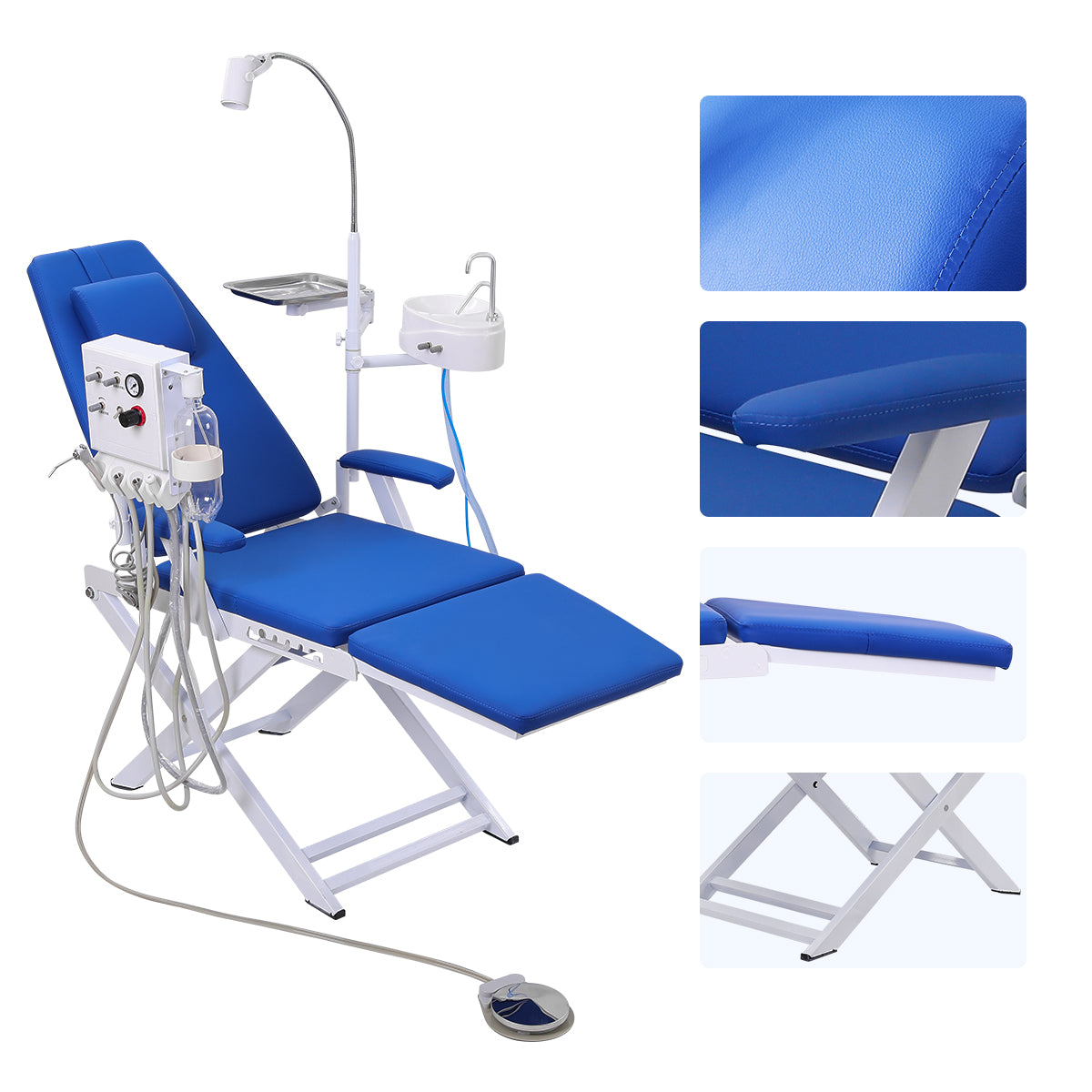 AZDENT Portable Dental Chair – Folding With LED Light & Instrument Tray, USA