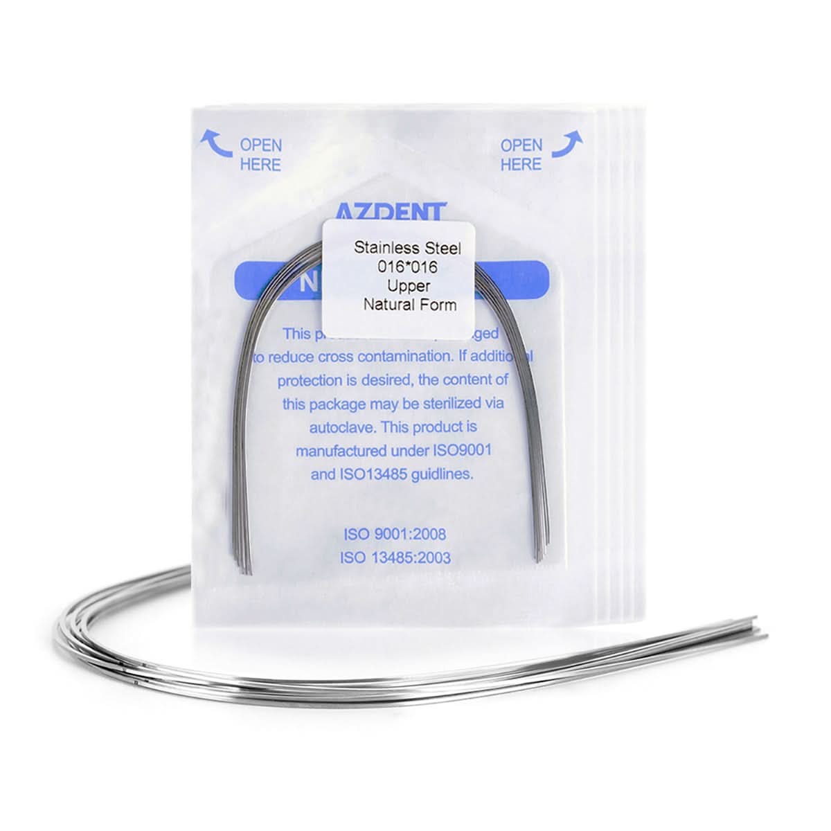 Archwire Stainless Steel Rectangular Natural 0.016-0.021 x 0.016-0.025 Upper/Lower 10pcs/Pack