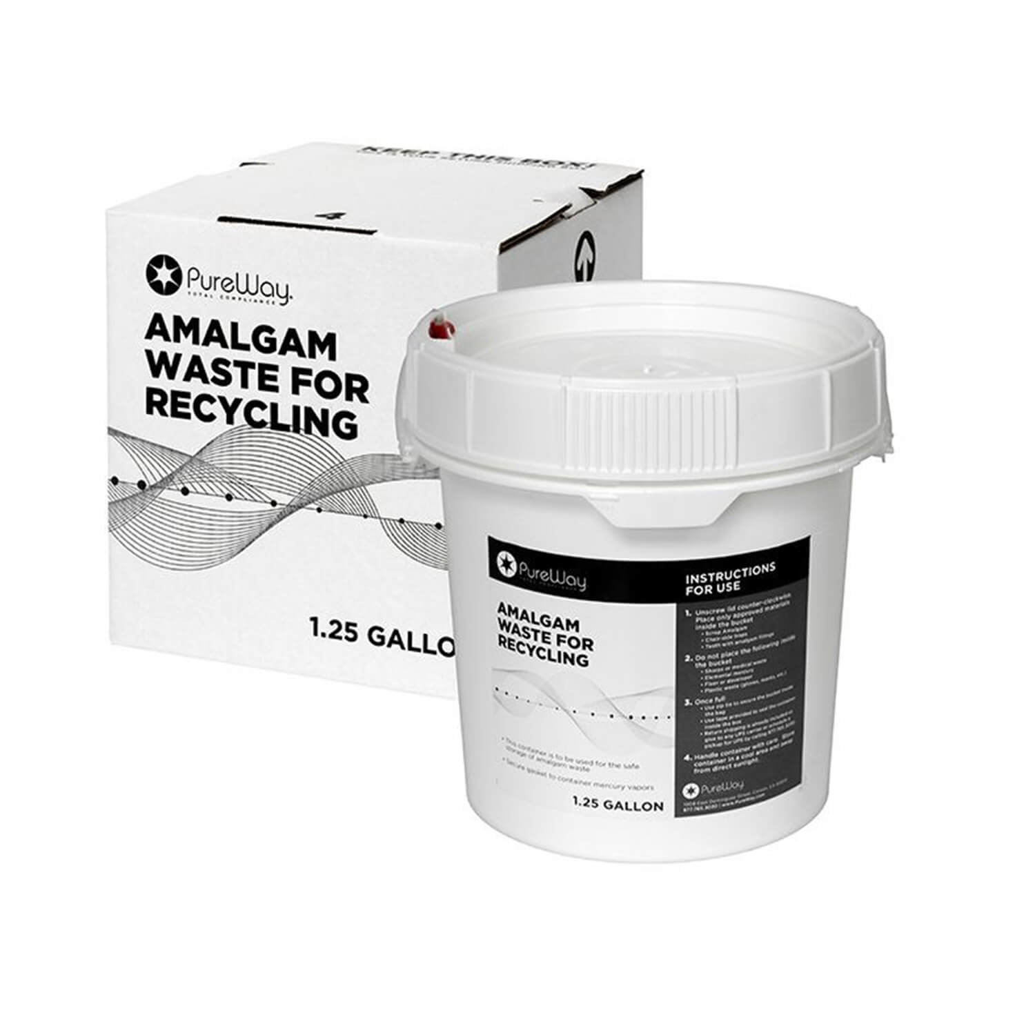 PureWay Amalgam Waste Recycling System Bucket Container 1.25 Gallon & 2.5 Gallon - pairaydental.com