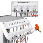 Portable Mobile Dental Cart with T6 LED Lamp & Integrated Compressor 4-Hole Built-in Woodpecker Scaler & Curing Light - pairaydental.com