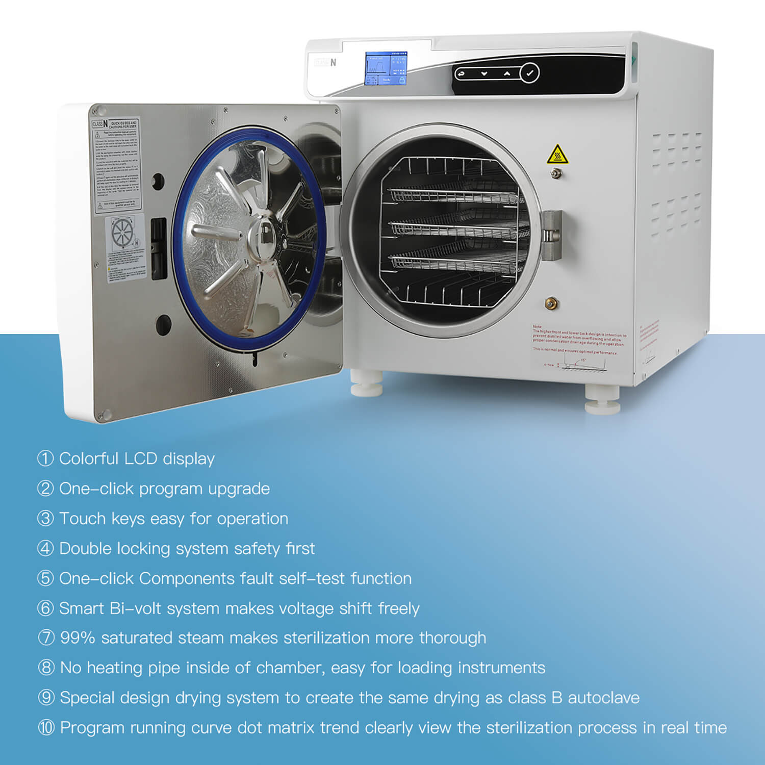 22L Tabletop Dental Autoclave Steam Sterilization Class N Sterilizer with Drying System - pairaydental.com