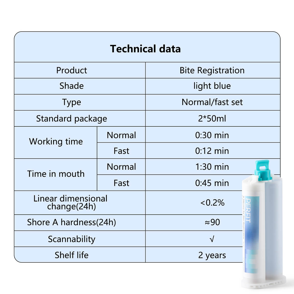 Dental Bite Registration Material Fast Set Mixing Tips 50ML*2 - pairaydental.com