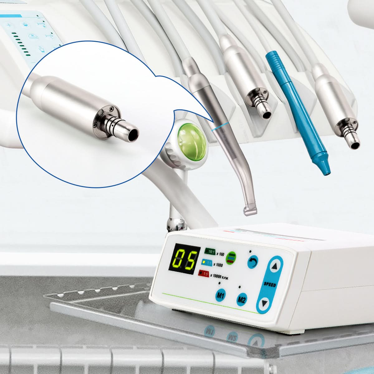1:1/1:5/16:1 Dental Electric Micro Motor 4/2 Hole LED Brushless Internal Spray - pairaydental.com