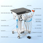 Dental Delivery Unit Mobile Cart 4 Hole Integrated Scaler & Curing Light Adjustable Height Electric Lifting - pairaydental.com