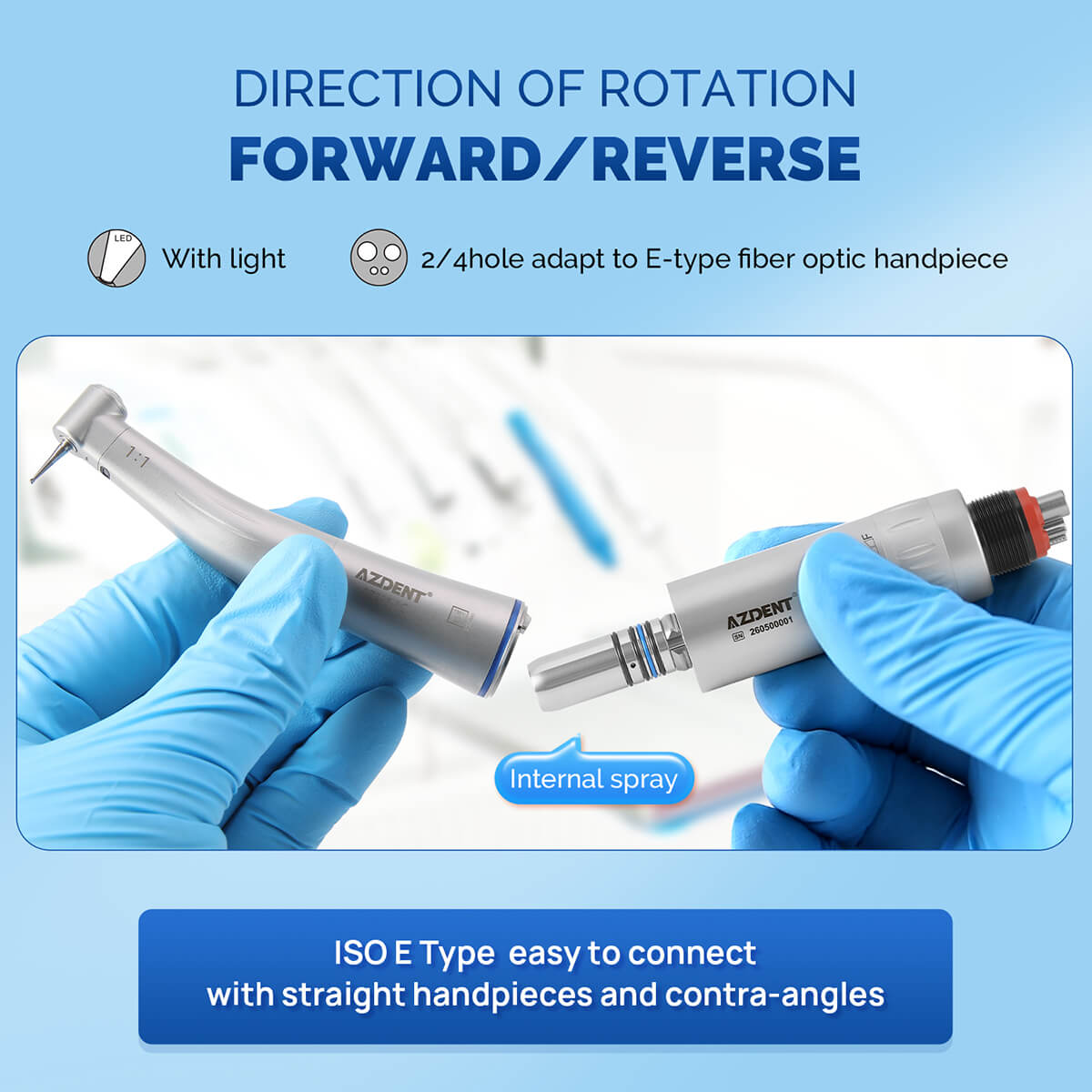 1:1 Low Speed Handpiece Air Motor Internal Channel With LED Generator 2/4 Holes - pairaydental.com