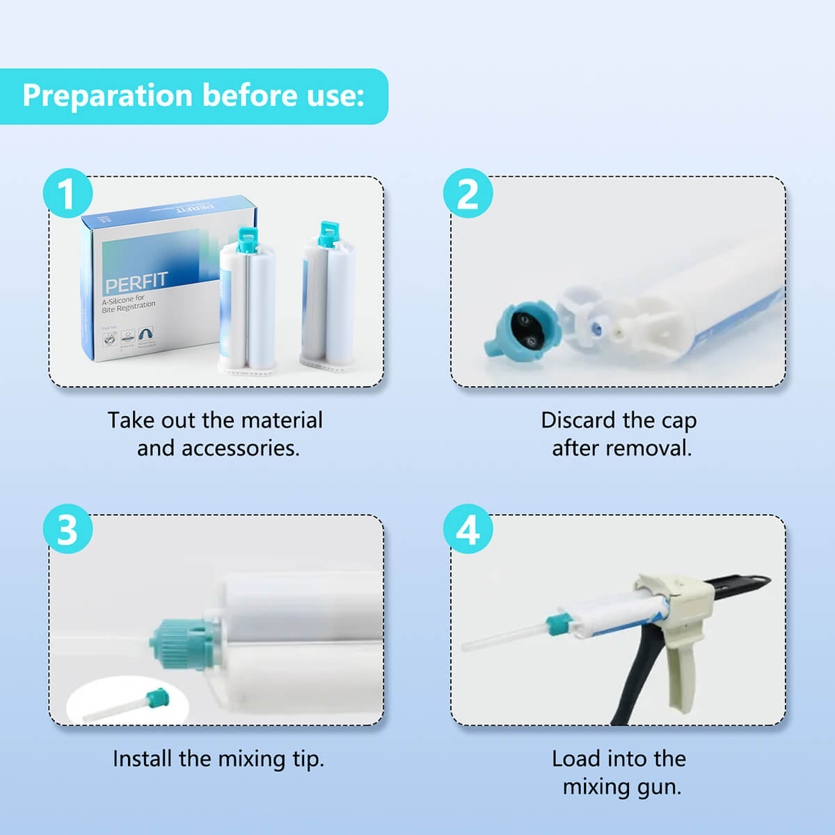 Dental Bite Registration Material Fast Set Mixing Tips 50ML*2 - pairaydental.com