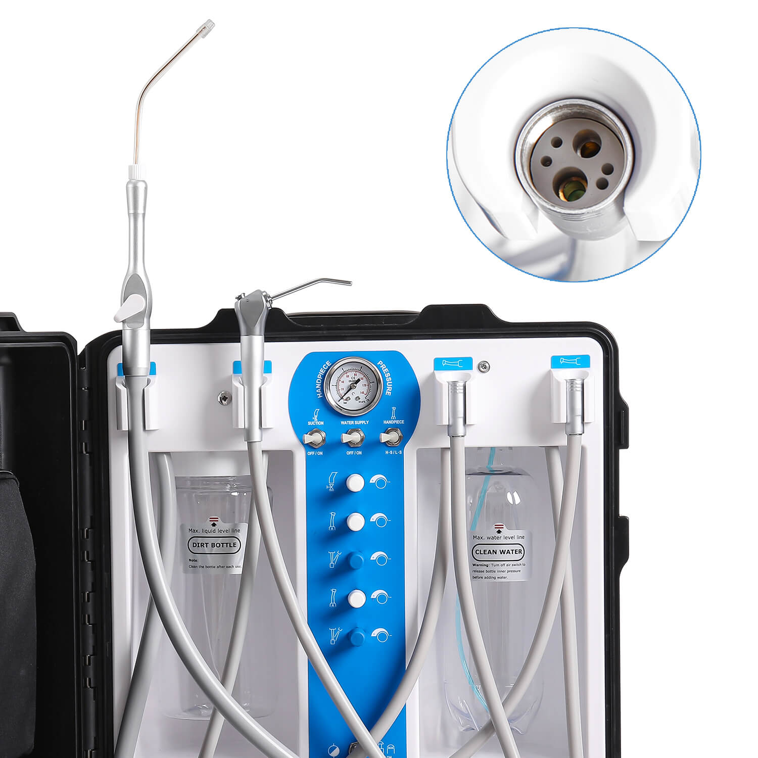 Portable Dental Delivery Unit 4 Holes High Suction Built-in Air Compressor P204S - pairaydental.com