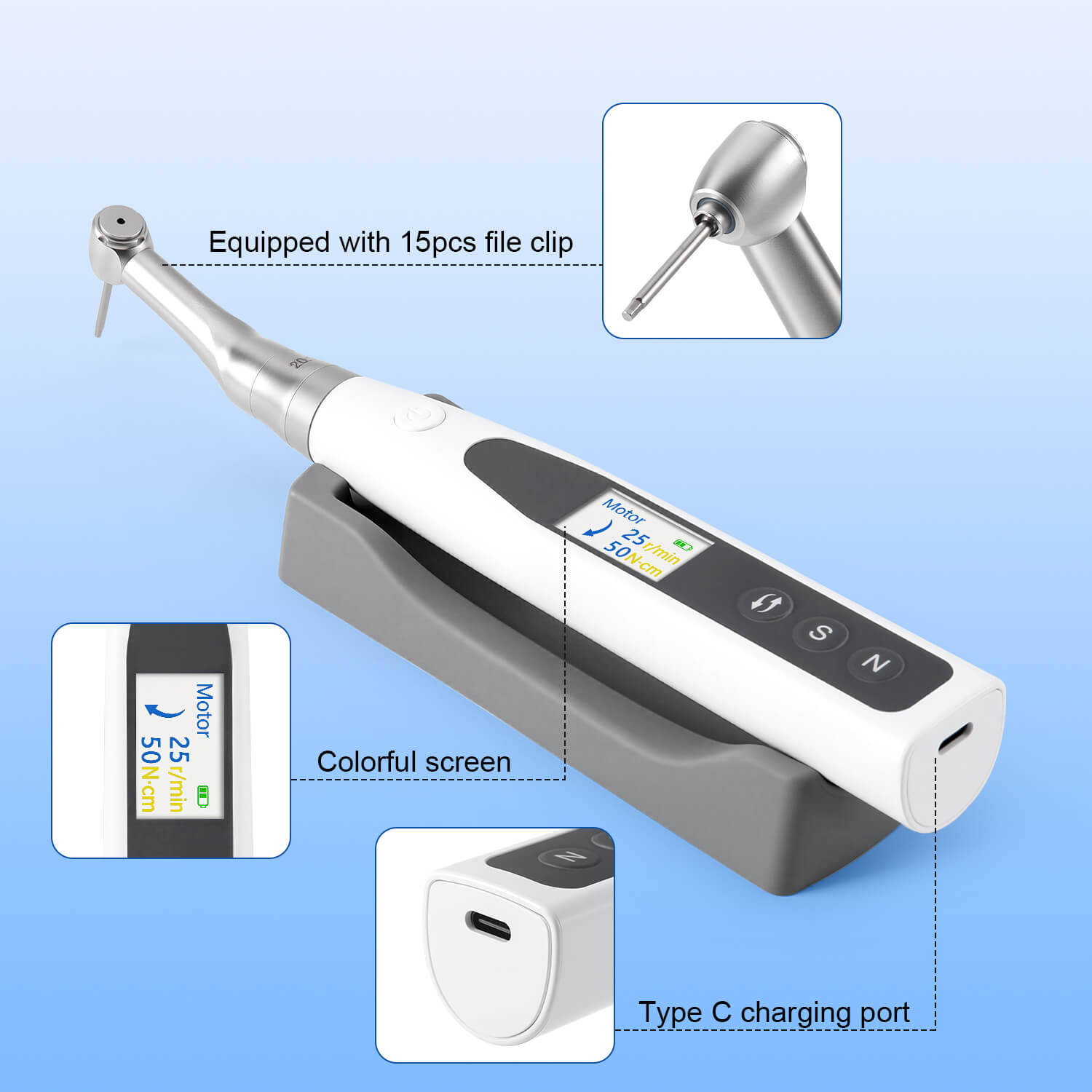 Dental Wireless Electric Torque Driver Implant Torque Wrench with 16pcs Drivers 10-50Ncm 360° Rotating - pairaydental.com