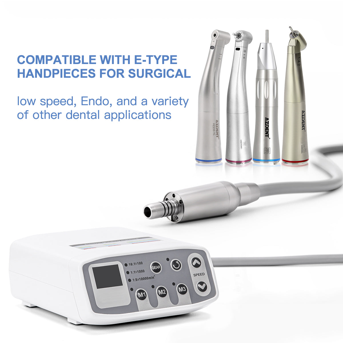 4 Hole LED Brushless Electric Micro Motor 1:1/1:5/16:1 Internal Spray 3 Memory Mode Integrated Handpiece Tube - pairaydental.com