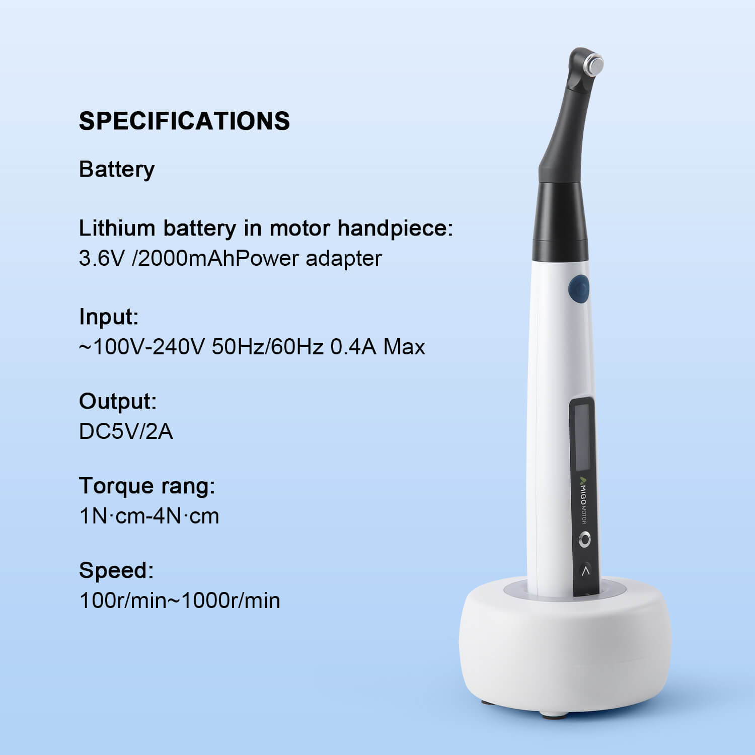 Dental Cordless Brushless Endo Motor 6.3:1 Mini Contra Angle - pairaydental.com