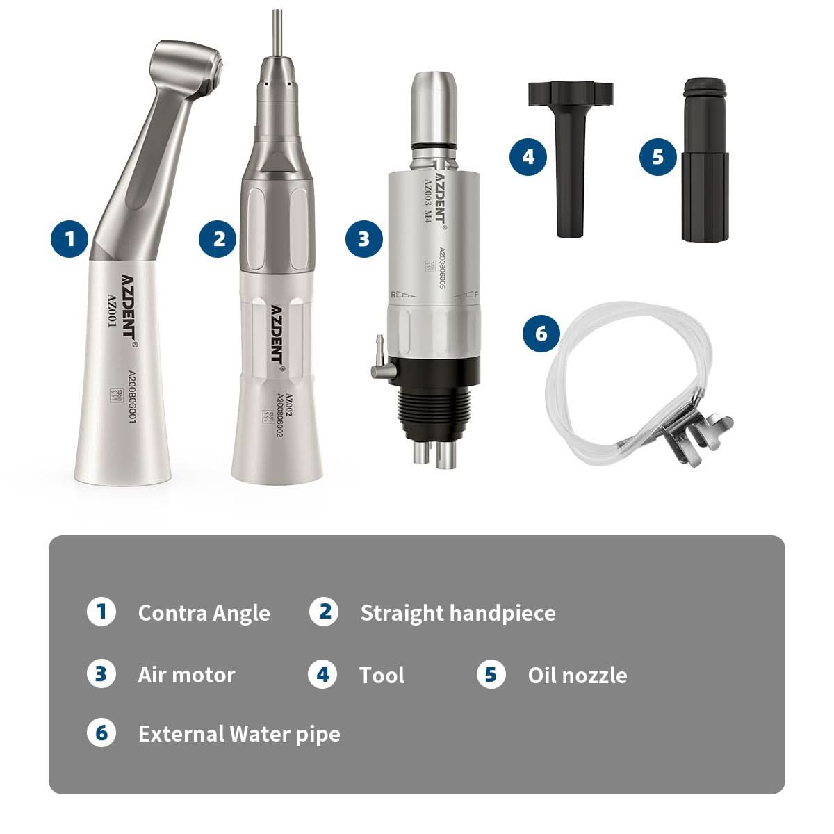 4 Hole Low Speed Handpiece & Air Motor Set External Water Spray - pairaydental.com