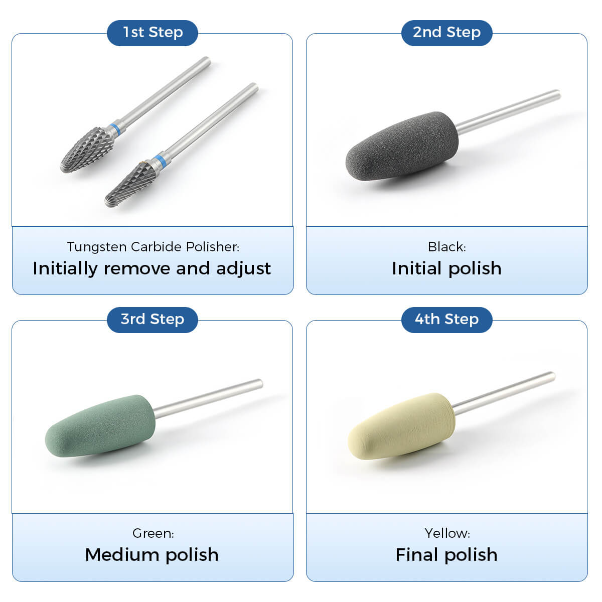 Dental Resin Base Acrylic Polishing Kit HP 2.35mm Tungsten Carbide Silicone Polisher & Tungsten Carbide Polisher 8pcs/kit - pairaydental.com