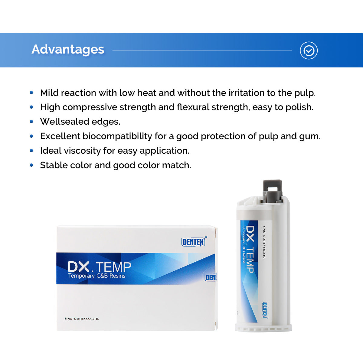 DENTEX Dental Self Cure Temporary C&B Resin A1/A2/A3 with 10pcs Mix Tips - pairaydental.com 