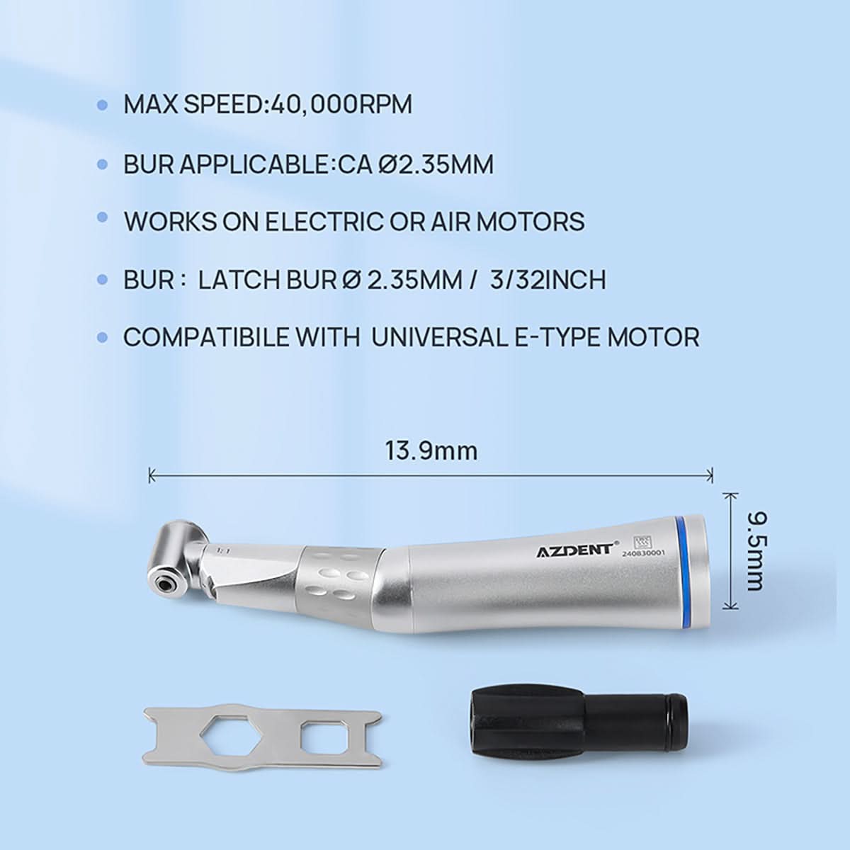 Dental 1:1 LED Low Speed Contra Angle Handpiece with E-generator Push Button Internal Spray - pairaydental.com