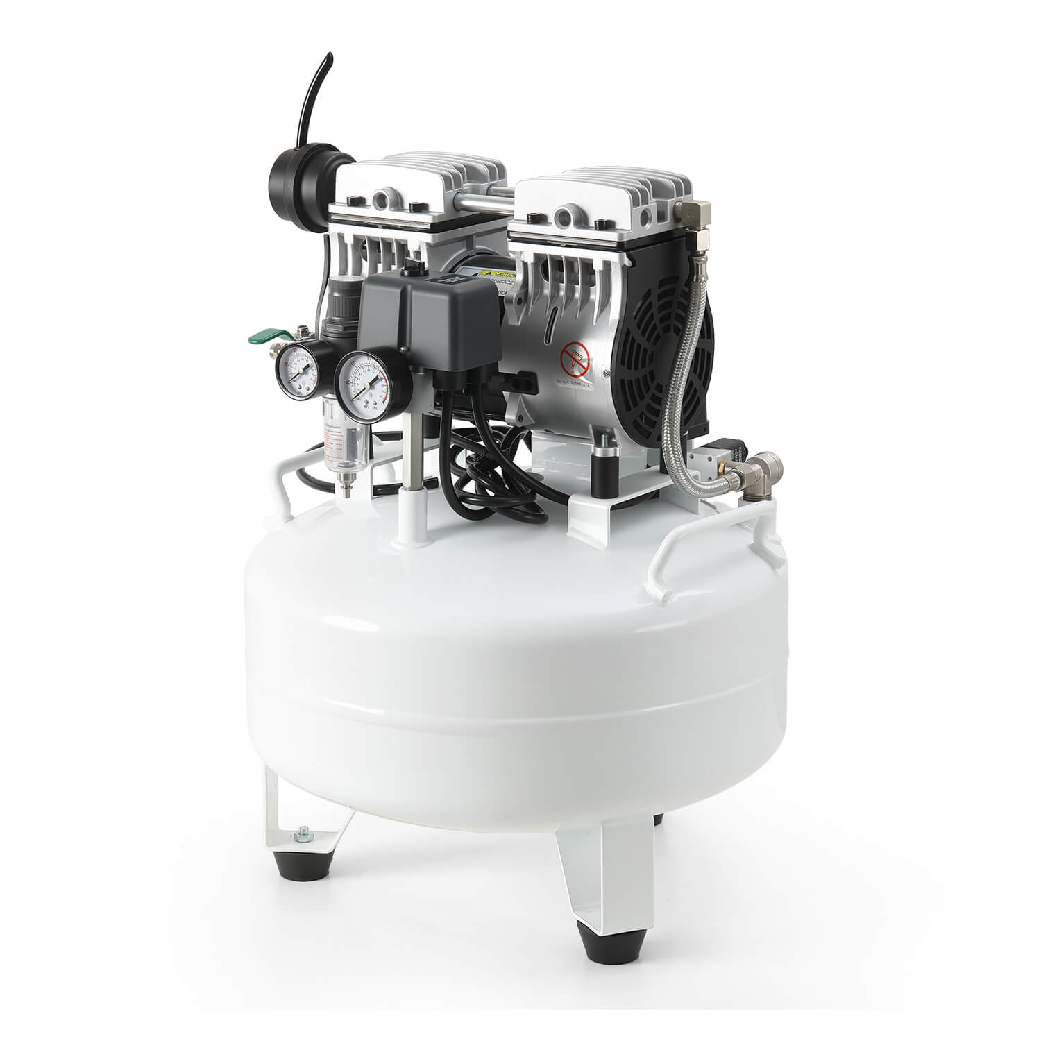 Dental Noiseless Oil-Free Air Compressor Plus Dual-Pressure Display 24L/40L for 1-2 Dental Chair - pairaydental.com