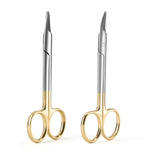Dental Crown Scissors Straight/Curved Gold Handle Stainless Steel 11cm (4.3") - pairaydental.com