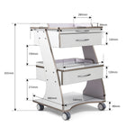 Dental  Mobile Rolling Cart Trolley Built-in Socket Three-Tier Cart 2 Drawers - pairaydental.com