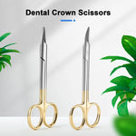 Dental Crown Scissors Straight/Curved Gold Handle Stainless Steel 11cm (4.3") - pairaydental.com