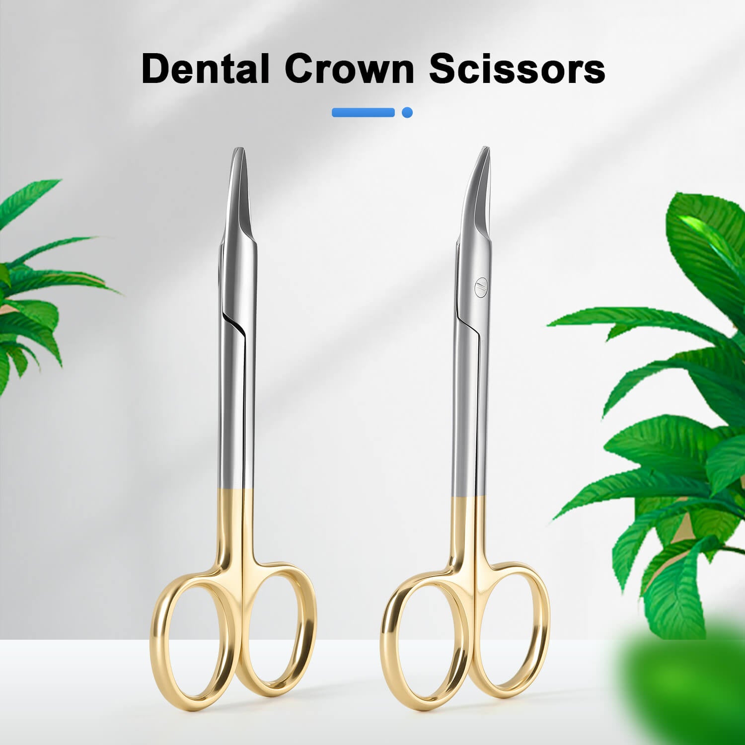 Dental Crown Scissors Straight/Curved Gold Handle Stainless Steel 11cm (4.3") - pairaydental.com