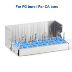 Dental Burs Holder Block Stainless Steel Disinfection Box 30 Holes