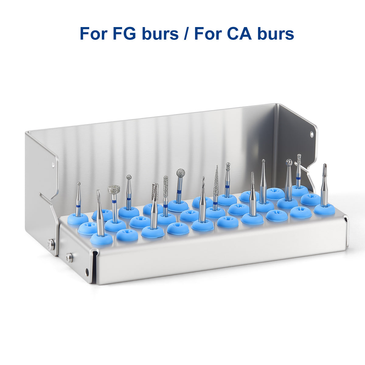 Dental Burs Holder Block Stainless Steel Disinfection Box 30 Holes