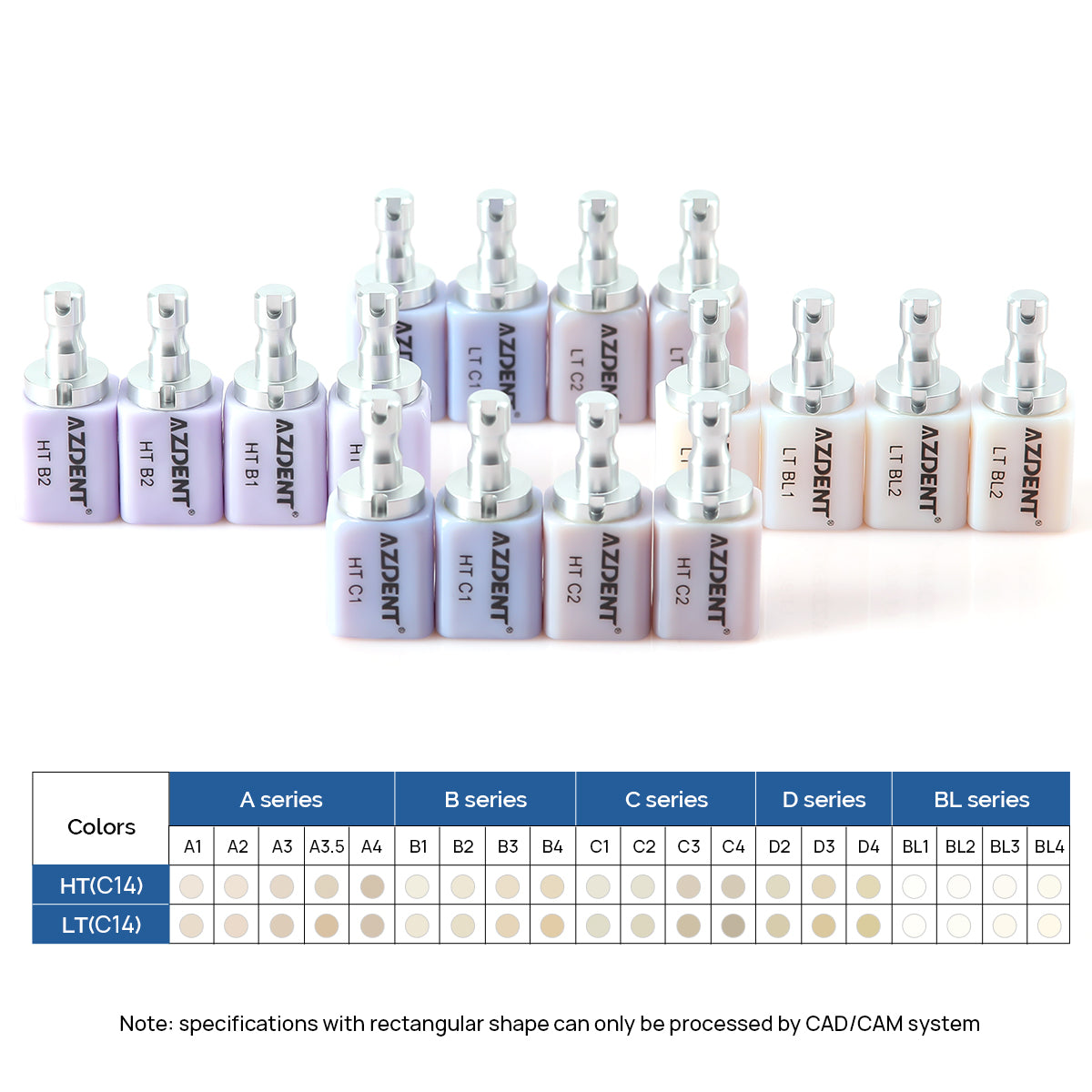 Dental Lab CAD/CAM Lithium Disilicate Glass-Ceramic Block Cerec Emax LT/HT 5pcs/Box