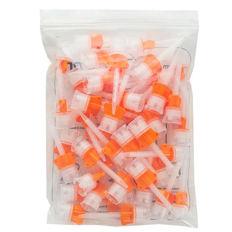 DX-Mixer Dental HP Mixing Tips Crown & Bridge Orange Wing 1:1 Ratio 48pcs/Pack - pairaydental.com