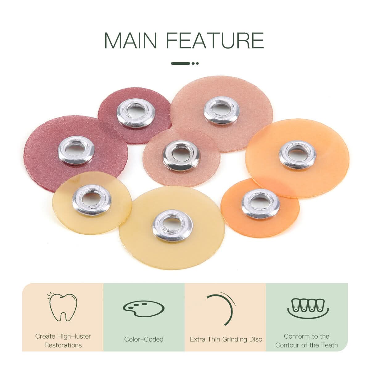 50pcs Dental Finishing & Polishing Discs with Mandrel Kit 1/2