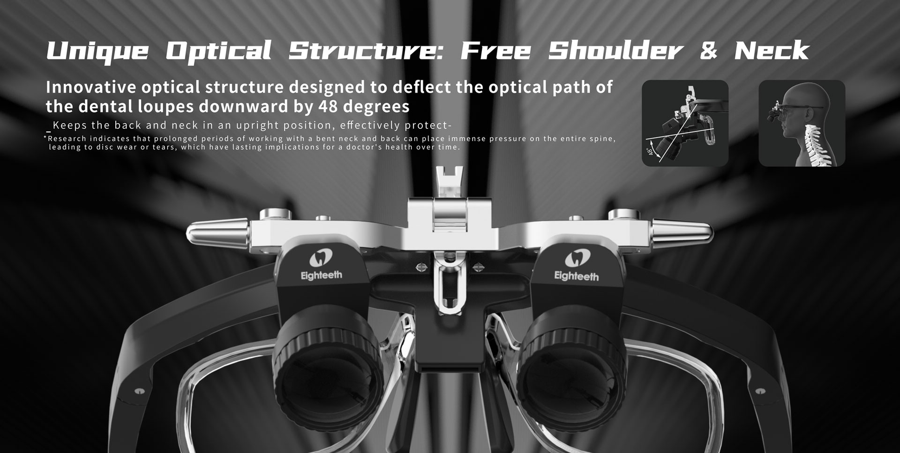 Eighteeth Surgical Brilliance  Binocular Loupes 48° Pro 5.0x Magnification