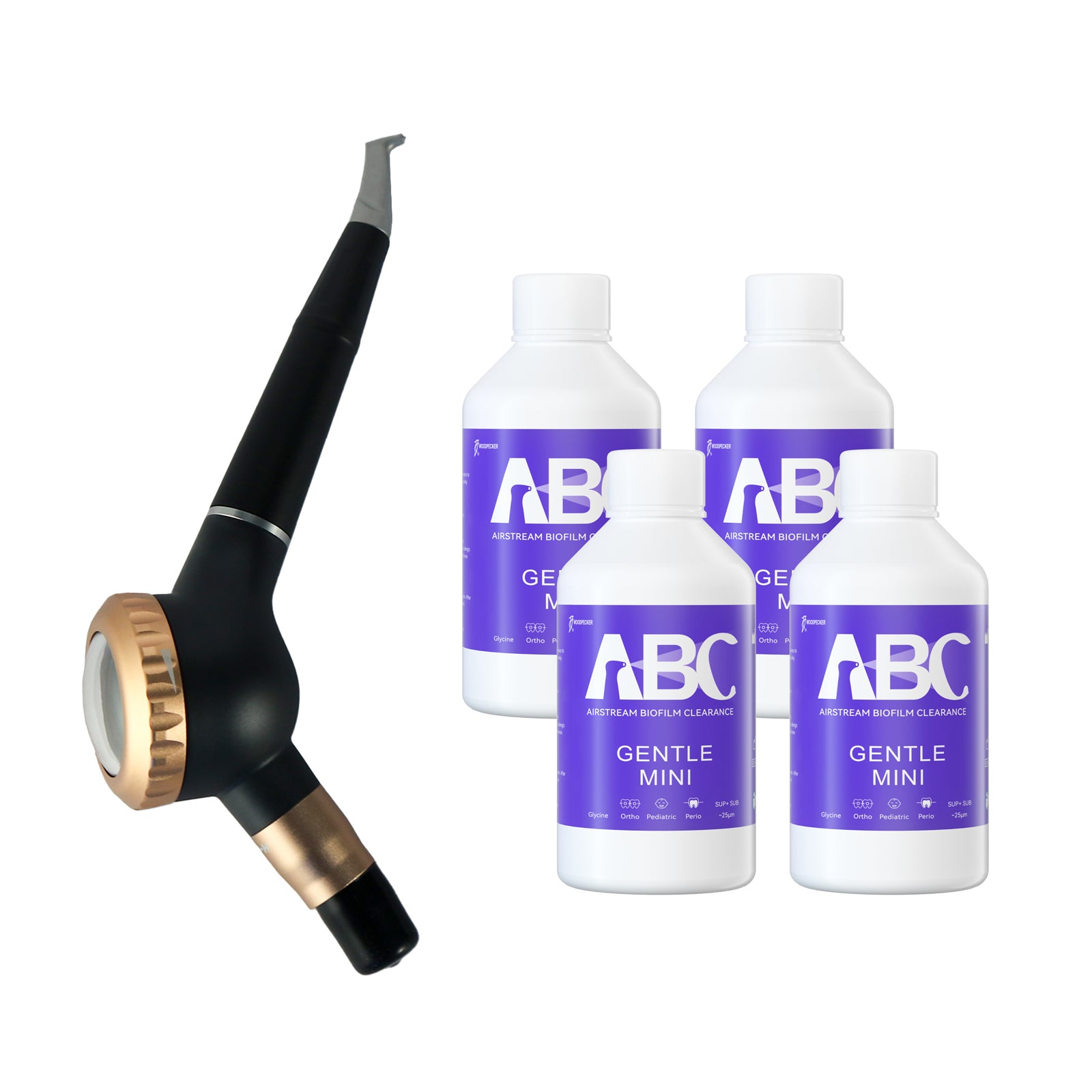 Woodpecker Dental AP-H Air Polisher 4 Hole with 1 Handpiece for Supragingival Scaling + Prophylaxis Powder #GENTLE MINI 4 Bottle/Unit - pairaydental.com
