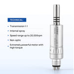 COXO Dental Low Speed Electric Handpiece 1:1 Contra Angle Straight Handpiece Air Motor 4 Holes