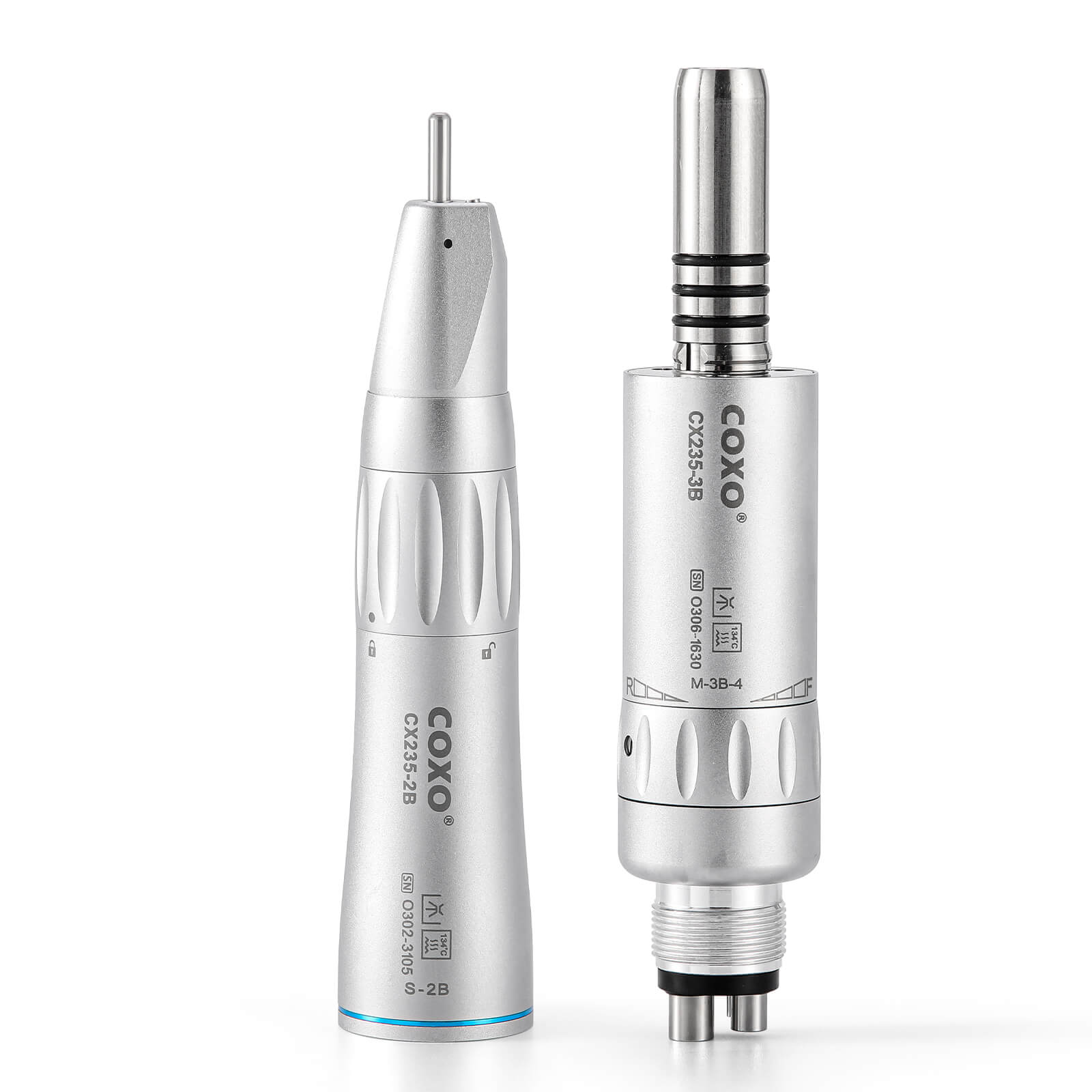 COXO Dental Low Speed Electric Handpiece 1:1 Contra Angle Straight Handpiece Air Motor 4 Holes
