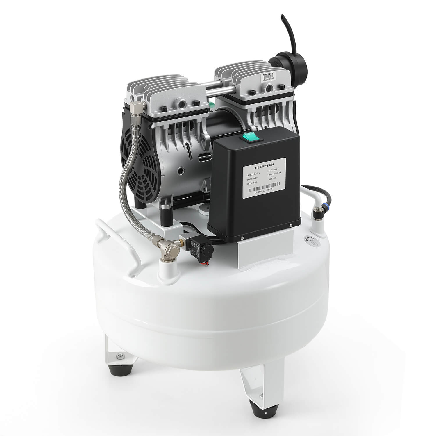 Dental Noiseless Oil-Free Air Compressor Plus Dual-Pressure Display 24L/40L for 1-2 Dental Chair - pairaydental.com