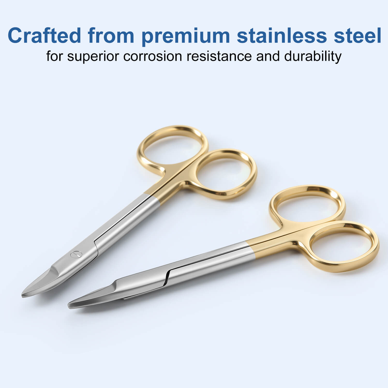 Dental Crown Scissors Straight/Curved Gold Handle Stainless Steel 11cm (4.3") - pairaydental.com