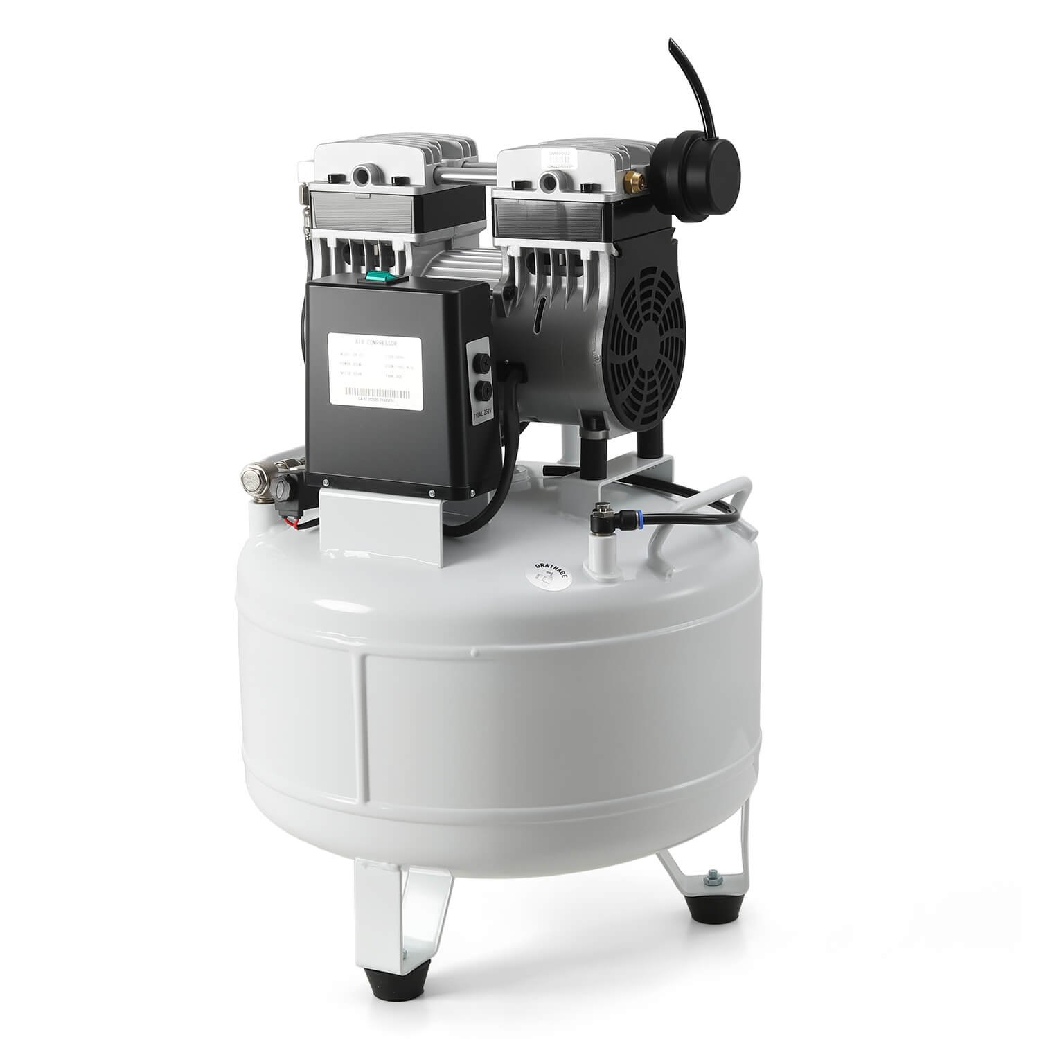 Dental Noiseless Oil-Free Air Compressor 24L/40L Single Pressure Gauge for 1-2 Dental Chair - pairaydental.com