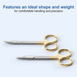 Dental Crown Scissors Straight/Curved Gold Handle Stainless Steel 11cm (4.3") - pairaydental.com
