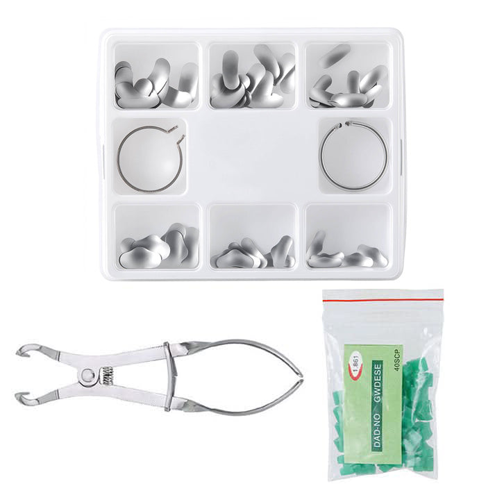 Dental Matrix Sectional Contoured Metal Matrices & Silicone Wedges & Plier Set - pairaydental.com