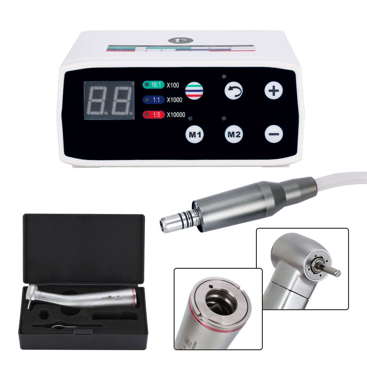 Dental LED Brushless Micro Motor + 1:5 Increasing Contra Angle Handpiece - pairaydental.com